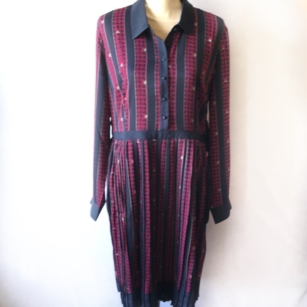 𝅺MODCloth Dress Pleated Skirt Long Sleeve With Cherries Size Medium Pocke…